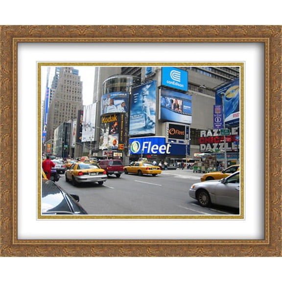 New York City Times Square 2x Matted 34x28 Large Gold Ornate Framed Art Print by The Cityscape Art Print Series