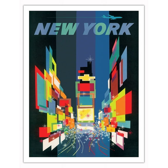 New York City Times Square - Vintage Travel Poster by David Klein c.1960 - Fine Art Matte Paper Print (Unframed) 20x26in