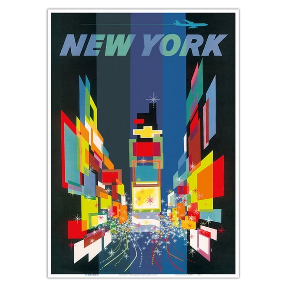 New York City Times Square - Vintage Travel Poster by David Klein c.1960 - Master Art Print 10in x 14in