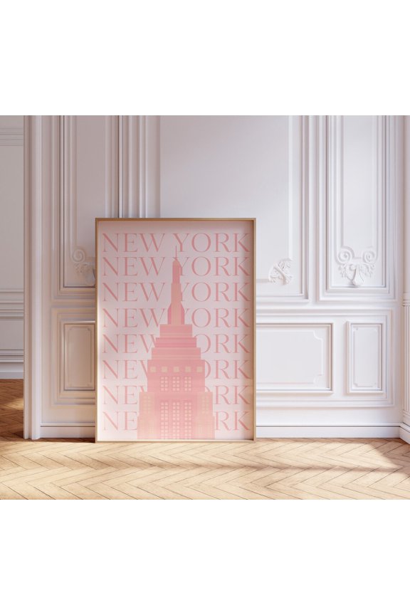 New York City Travel Art Cute Pink Exhibition Art Preppy Unframed Paper Print