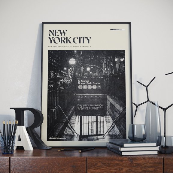 New York City Travel Landscape Wall Art Scenic Destination Wall Decor Vintage Style Home Office Gallery Decor Gallery Style Unframed Paper Print