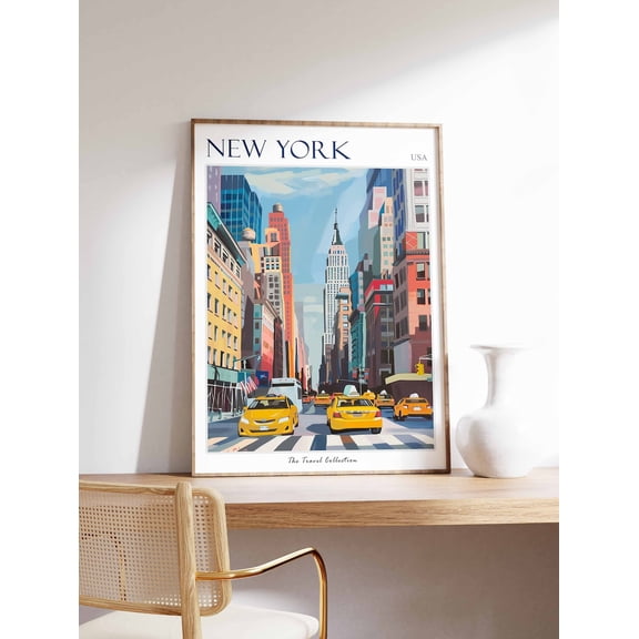 New York City Travel Manhattan Skyline Art, Unframed Paper Print