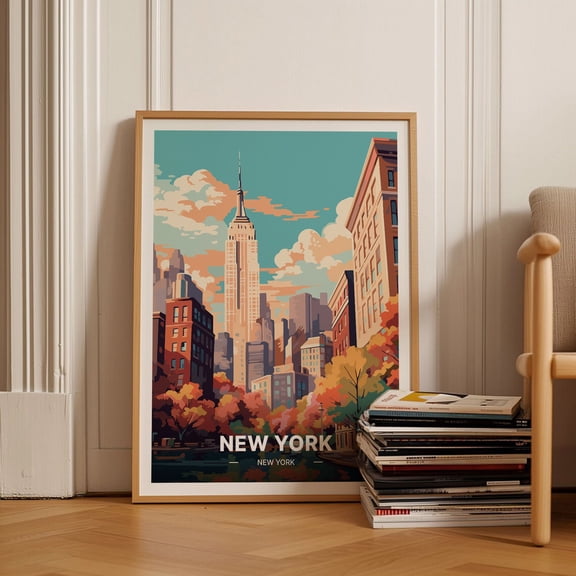 New York City Travel Poster, Retro Manhattan Wall Art, Nyc Skyline Decor, Us Cities Landscape Prints For Home And, C20-83, Poster Only