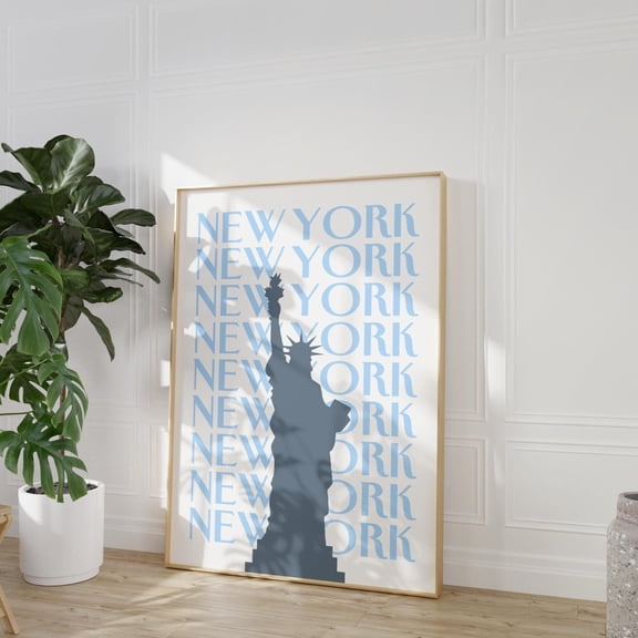 New York City Travel Print Art Blue Ny Travel Print Trendy Wall Print Usa Poster Nyc Preppy Dorm Room Decor