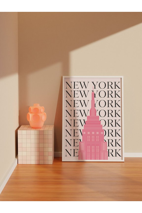 New York City Travel Print Cute Pink Exhibition Art Preppy Unframed Paper Poster 8x10in