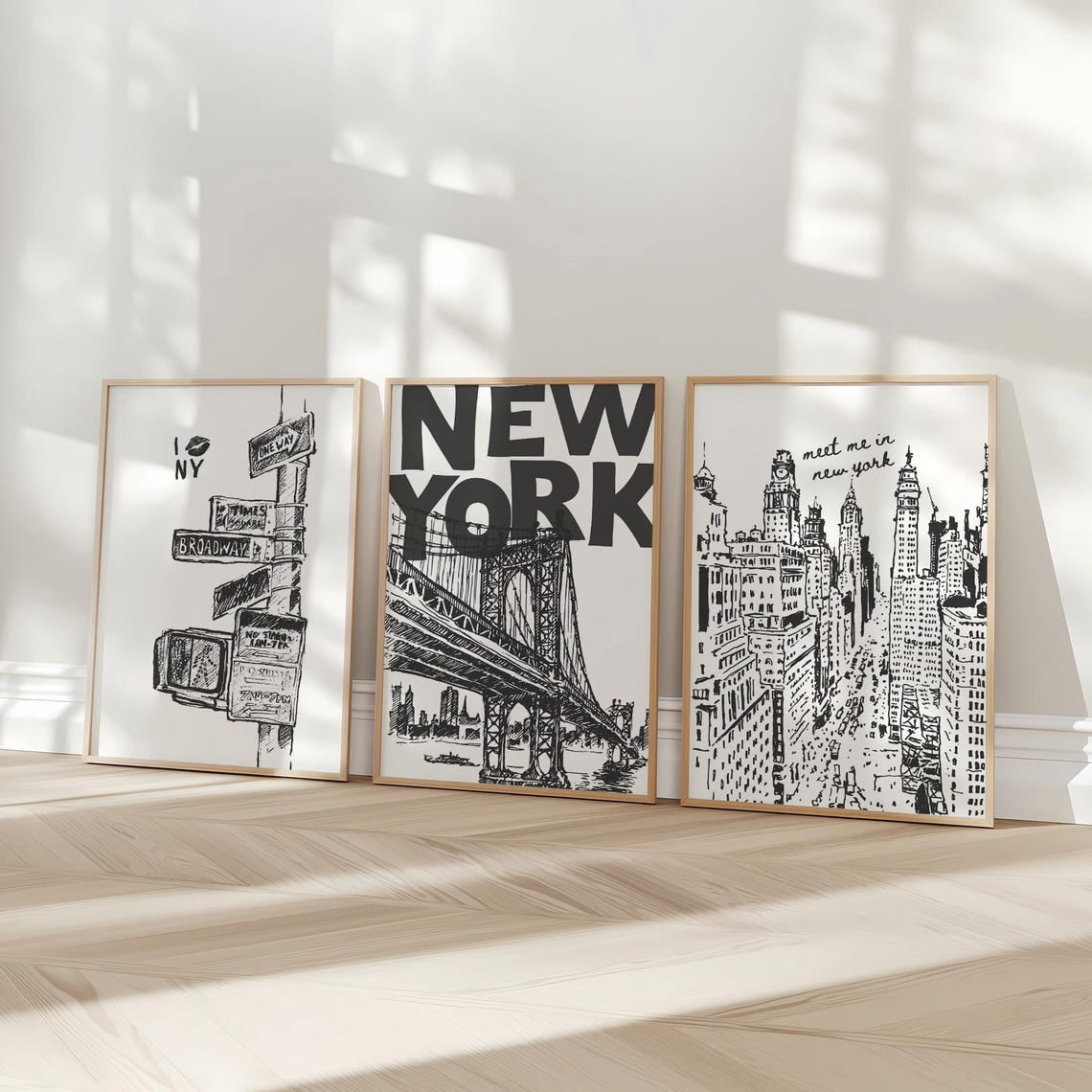 New York City Travel Wall Art Prints, Retro NYC, Trendy College ...