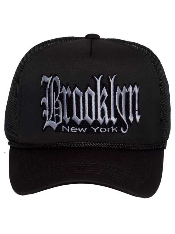 New York City Trucker Hat – Old English Snapback Streetwear Cap Hat for Men & Women, Brooklyn