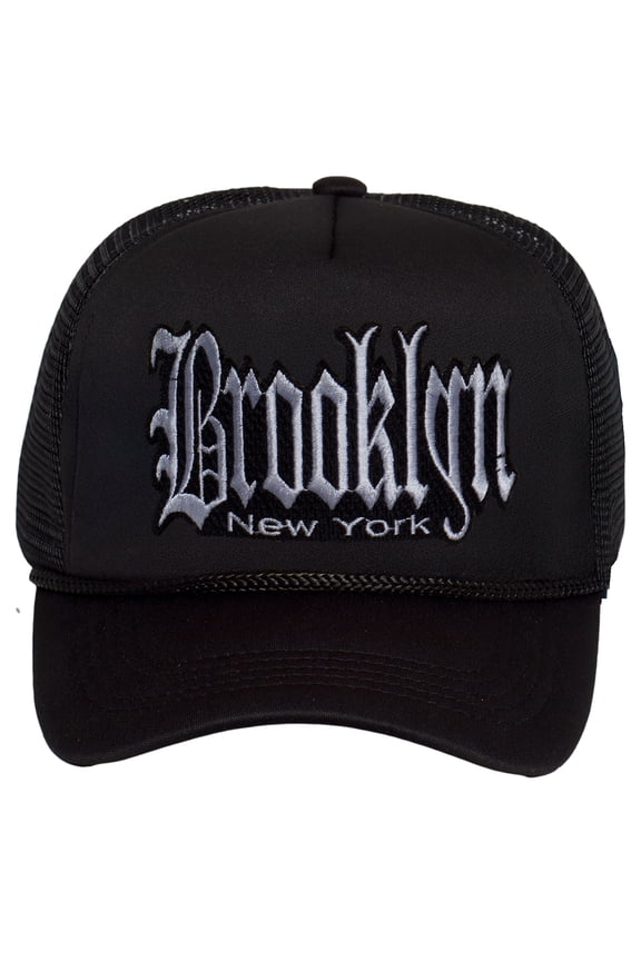 New York City Trucker Hat – Old English Snapback Streetwear Cap Hat for Men & Women, Brooklyn