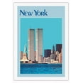 thumbnail image 1 of New York City - Twin Towers Statue of Liberty - Vintage Travel Poster c.1970 - Fine Art Rolled Canvas Print 27in x 40in, 1 of 4