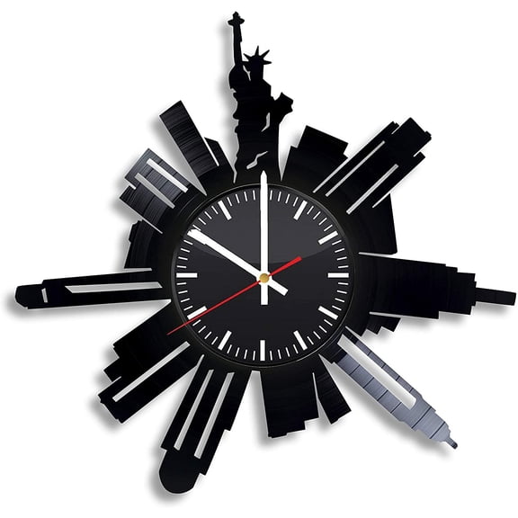 New York City USA Brooklyn Manhattan Vinyl Wall Clock, Vinyl Record Handmade Art Decor for Home Room Kitchen, Vintage Original Gift for Any Occasion, Party Supplies Decoration