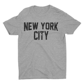 New York City Unisex T-Shirt Distressed Screenprinted Gray Lennon Tee 2XL