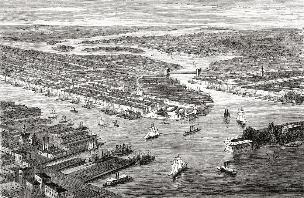 New York City United States Of America In The Late 19Th Century From North America Published 1883 Canvas Art - Ken Welsh Design Pics (18 x 11)
