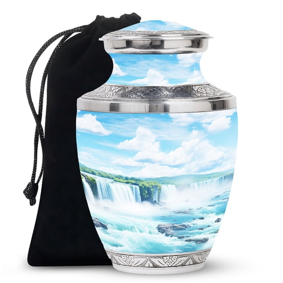 New York City Urns For Human Ashes Adult Mom And Dad - Memorial Urn For Ashes Adult Female - Large Handmade Funeral Gifts For Decorative 10Inch To 200 Cubic Inches Capacity Include Velvet Bag