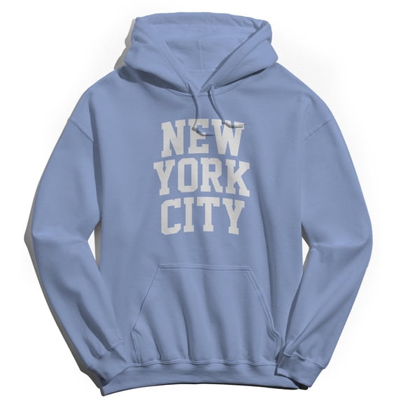 New York City V1 Graphic Light Blue Men's Cotton Pullover Hoodie