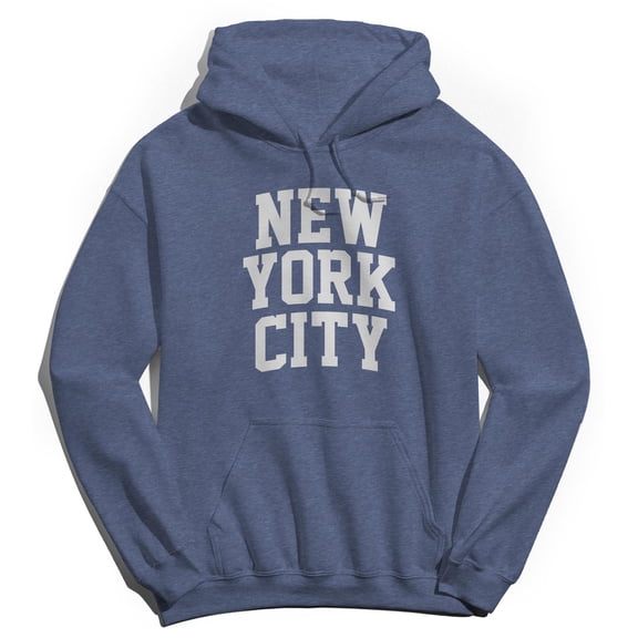 New York City V1 Graphic Navy Heather Men's Cotton Pullover Hoodie