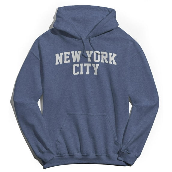 New York City V2 Graphic Navy Heather Men's Cotton Pullover Hoodie