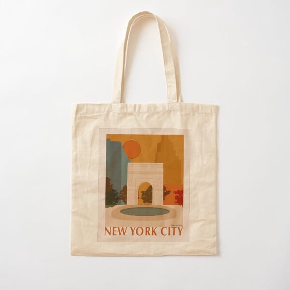 New York City Vintage Travel Poster Cotton Tote Bag Canvas Tote Bag, Family Gift For Mother, Her