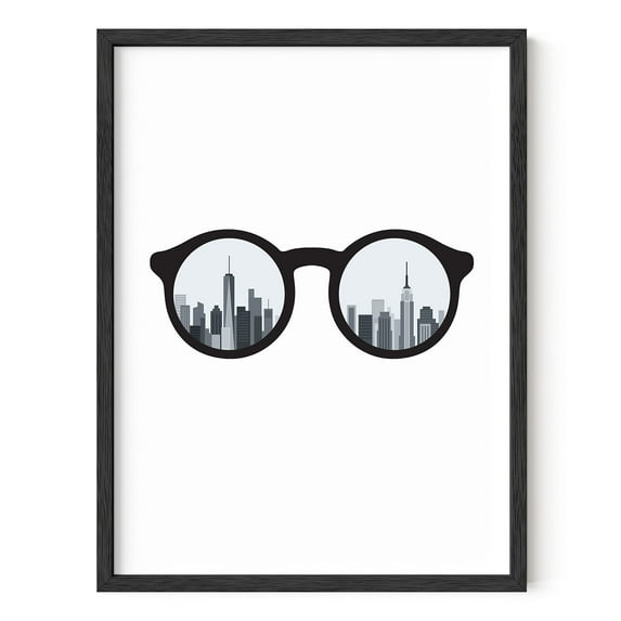 New York City Wall Art - By Haus & Hues | Black and White New York Wall Art, Skyline Print, NYC Art Print, Black and White Posters for Room Aesthetic Girls | UNFRAMED 12” x 16” (Silhouette Glasses)