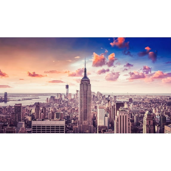 New York City Wall Art NYC Manhattan Skyline Picture Empire State Scene Wrapped Canvas Art For Bedroom Livingroom Decoration Print Ready to Hang