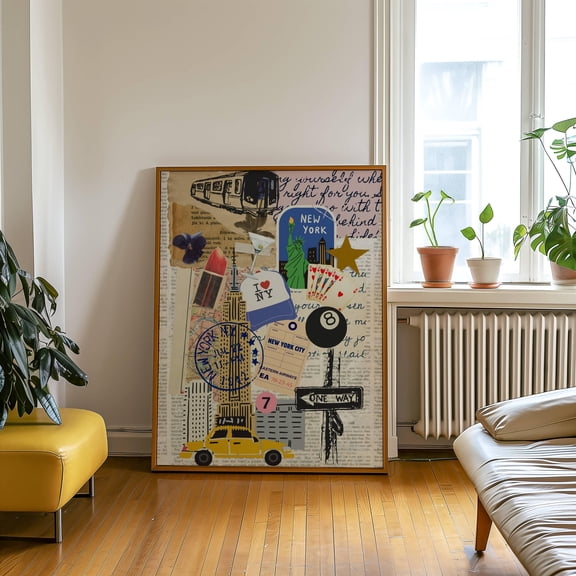 New York City Wall Art, NYC Print Poster, NY Collage Print, Apartment Art Dorm Room Decor, Minimalist Printable Trendy Art. (Unframed)