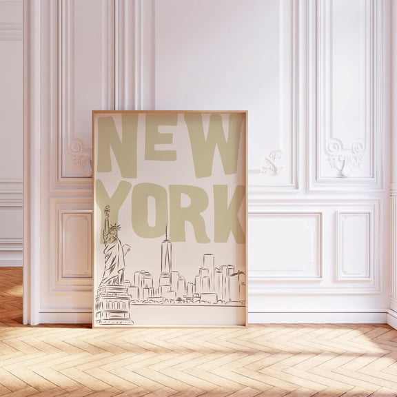 New York City Wall Art Neutral NYC Skyline Poster Minimalist Urban Decoration 22 Unframed Paper Print