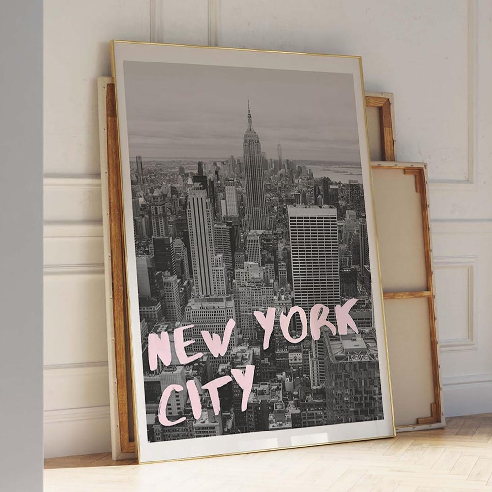 New York City Wall Art, Nyc Print Poster, Retro New York Skyline Print ...
