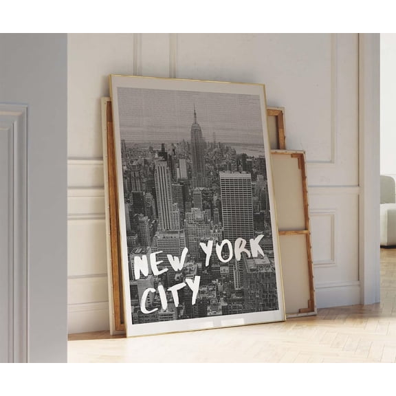 New York City Wall Art, Nyc Print Poster, Retro New York Skyline Print, Trendy Wall Decor, Vintage Print, Girly Wall Art, Travel Print Home Decor #751, Unframed Poster Size 16x24