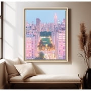 New York City Wall Art, Pink NYC Skyline Print, Dreamy Cityscape Decor, Aesthetic Apartment Wall Art