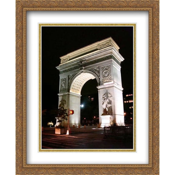 New York City Washington Square Park 2x Matted 28x34 Large Gold Ornate Framed Art Print by The Cityscape Art Print Series