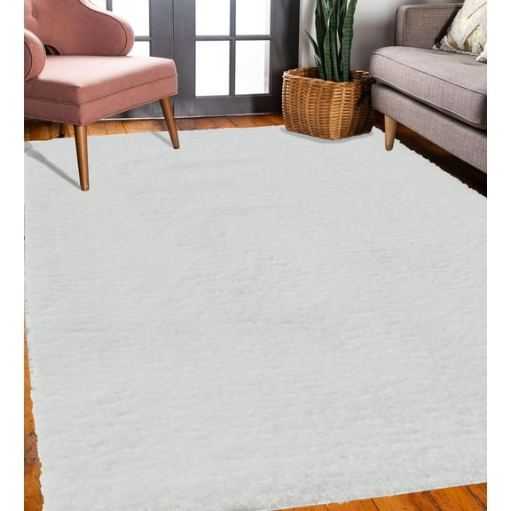 New York City White Solid Abstract Area Hand Carved Rug