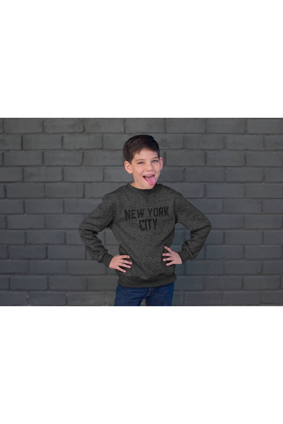 New York City Youth Shirt Crewneck Sweatshirt Dark Heather Charcoal Dark Heather, Large