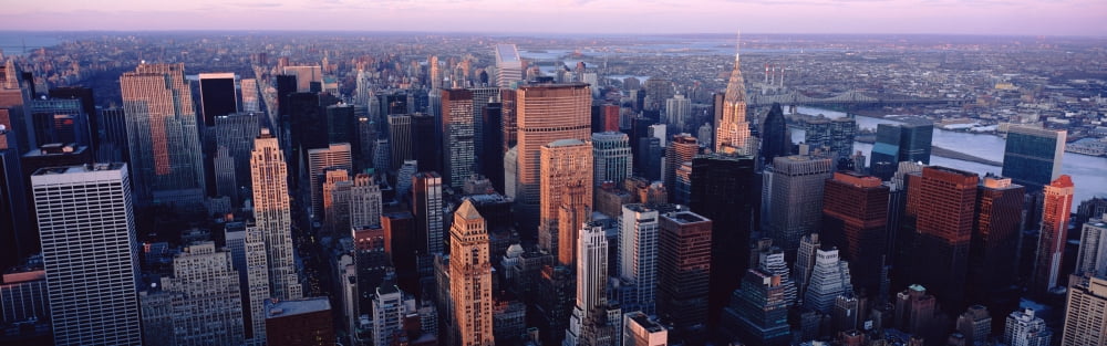 New York City skyline Canvas Art - Panoramic Images (27 x 9)