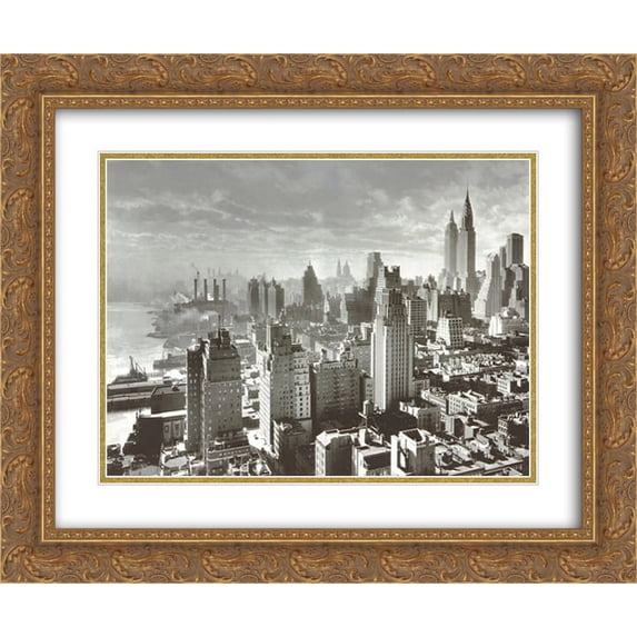 New York Cityscape 2x Matted 24x20 Gold Ornate Framed Art Print