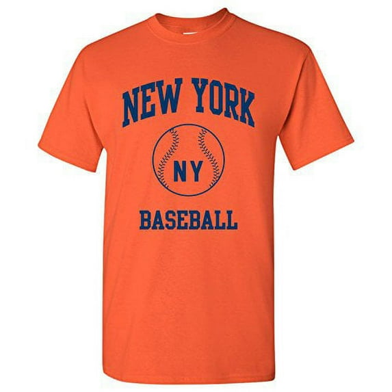 New York Classic Baseball Arch Basic Cotton T-Shirt - 2X-Large - Orange