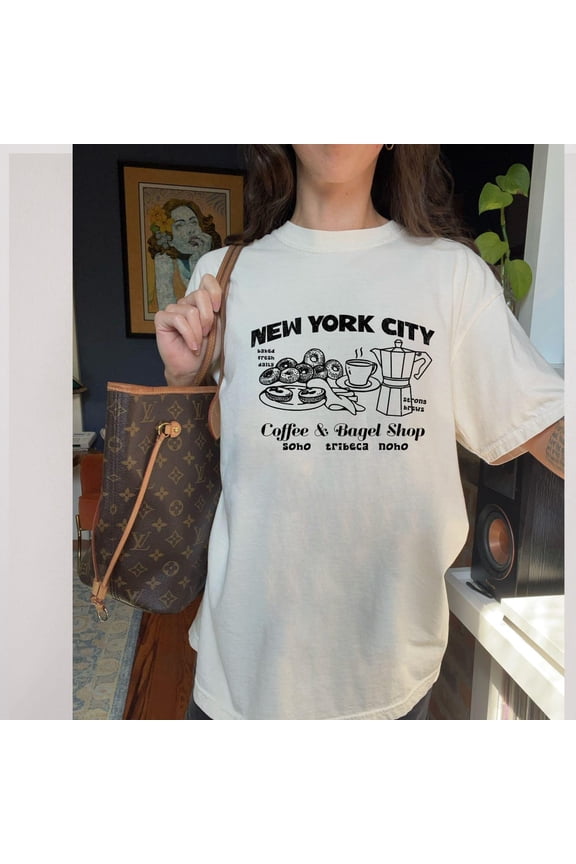 New York Coffee Shop Graphic Tee, Nyc Bagel Shirt, Soho Tee, Travel To New York Group Shirts, Coffee Club Shirt, Trendy Coffee Lover Gift, Unisex T-Shirt