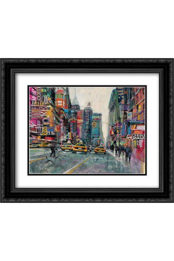 New York Collage 1 2x Matted 24x20 Black Ornate Framed Art Print by Mollica, Patti