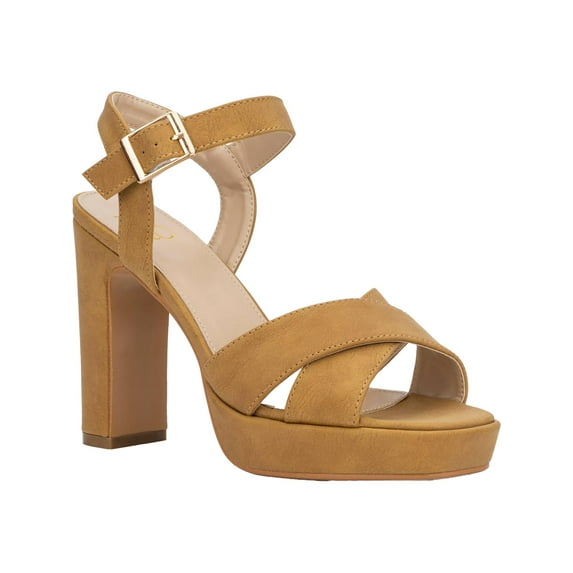 New York & Company Womens Adalia Faux Suede Ankle Strap Platform Sandals