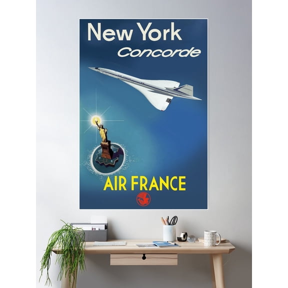 New York - Concorde Air France Poster Wall Art, Modern Wall Decor For Living Room Bedroom, 8x12 UNFRAMED