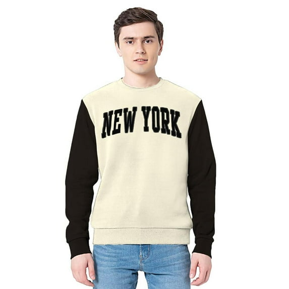 New York Contrasting Sleeve Patch Sweatshirt Maroon/Natural X-Large