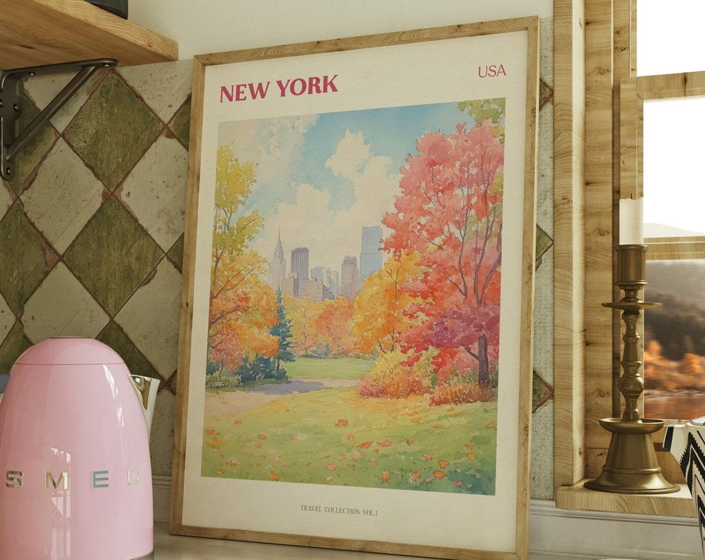 New York Digital Print Nyc Poster American Wall Art Retro Travel Poster ...