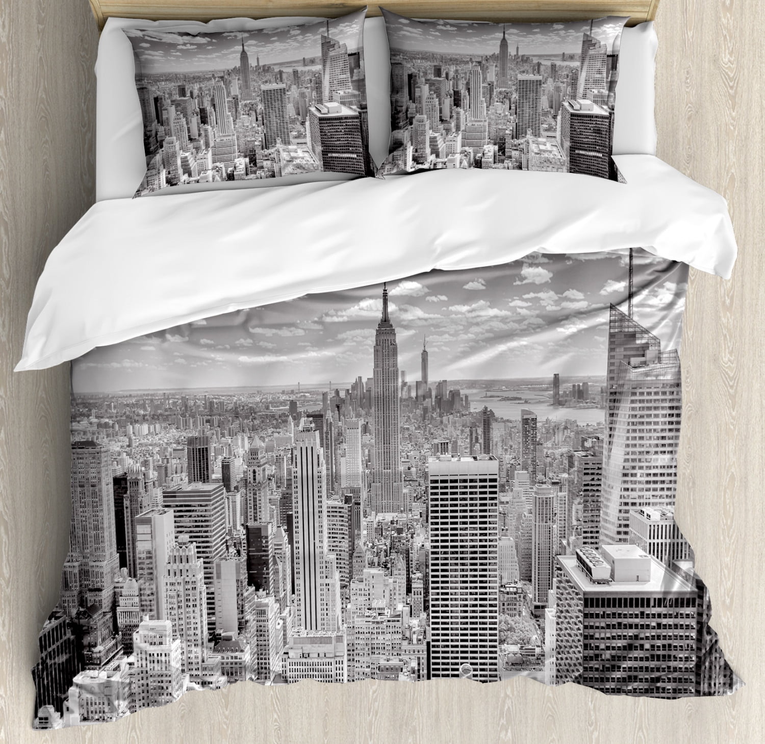 New York Duvet Cover Set, NYC over Manhattan from Top of Skyscrapers