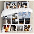 thumbnail image 1 of New York Duvet Cover Set, New York City Collage Featuring with Different Areas of The Big Apple Manhattan, Decorative 2 Piece Bedding Set with 1 Pillow Sham, Twin Size, White Blue, by Ambesonne, 1 of 3