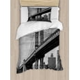 thumbnail image 1 of New York Duvet Cover Set Twin Size, Bridge of NYC Vintage East Hudson River Image USA Travel Top Place City Photo Art Print, Decorative 2 Piece Bedding Set with 1 Pillow Sham, Grey, by Ambesonne, 1 of 3