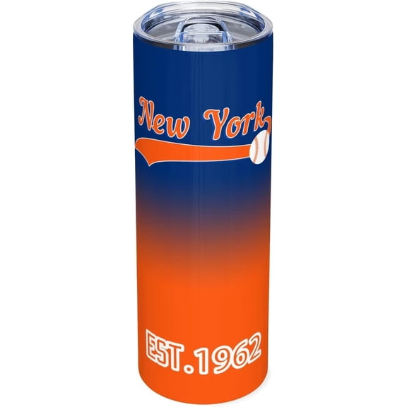 New York EST 1962 Tumblers 20oz Straight Skinny Car Cups Sports Travel Coffee Mug, Stainless Steel, Insulated,Classic Collection Gifts for Men Women Fans.