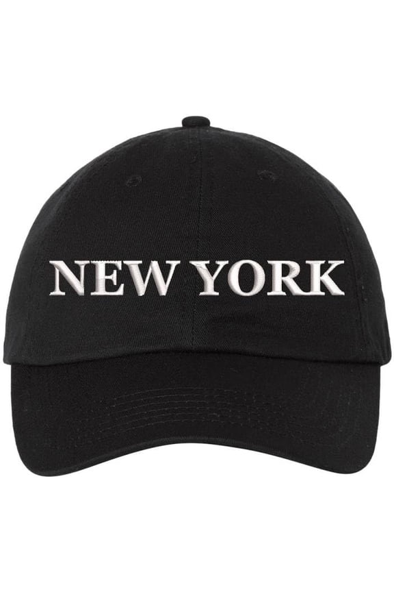 New York Embroidered Dad Hat | NYC Fashion Urban Snapback Adjustable Cap for Men & Women (Black)