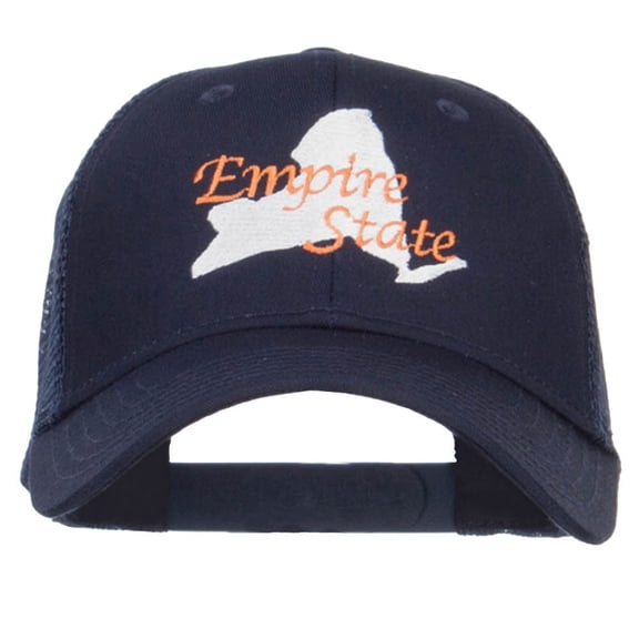 New York Empire State Embroidered Trucker Cap - Navy OSFM