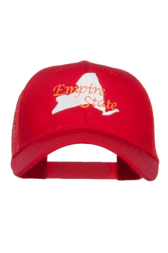 New York Empire State Embroidered Trucker Cap - Red OSFM
