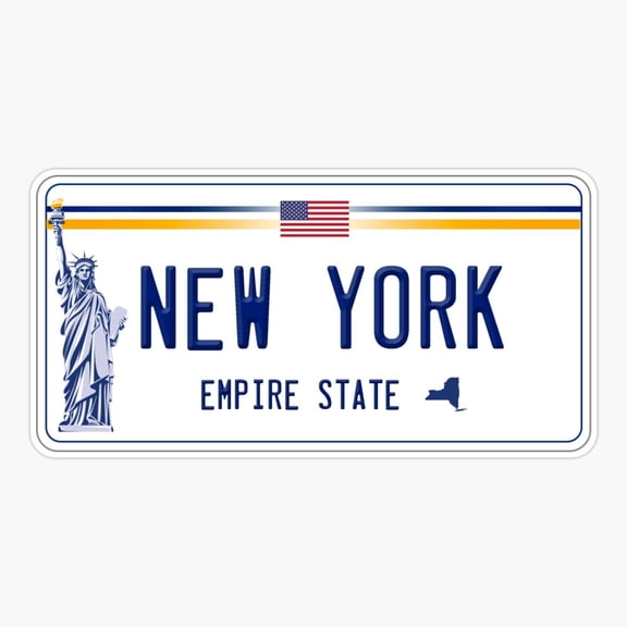 New York Empire State License Plate Inspired Vinyl Decal Sticker