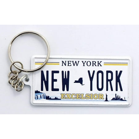 New York Excelsior License Plate Aluminum Ultra-slim Rectangular Souvenir Keychain 2.5" X 1.25"x 0.06"