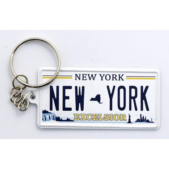 New York Excelsior License Plate Aluminum Ultra-slim Rectangular Souvenir Keychain 2.5" X 1.25"x 0.06"